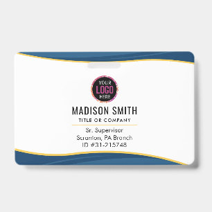 Company Logo ID Employee Staff Minimalist White Badge