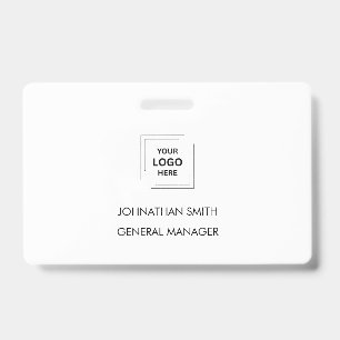Company Logo ID Employee Staff Minimalist White Badge