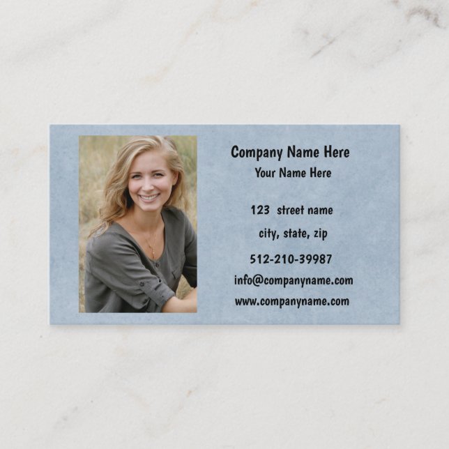 Company Logo & Information | Blue Background on  Business Card (Front)