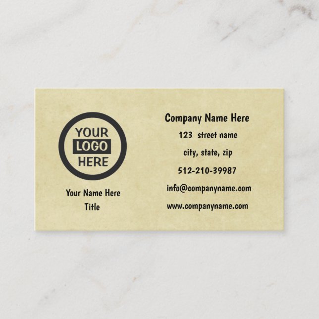 Company Logo & Information | Yellow Background on  Business Card (Front)