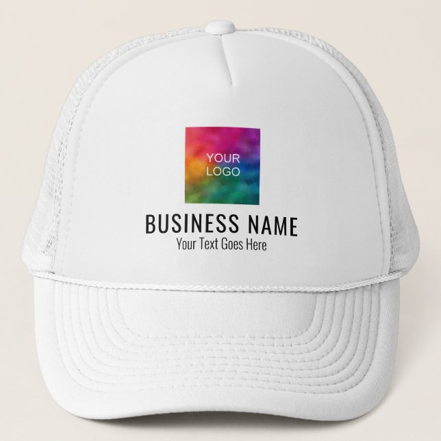 Company Logo Men's & Women's White Baseball Trucker Hat (Front)
