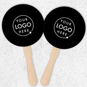 Company Logo   Modern Black Promotional Hand Fan