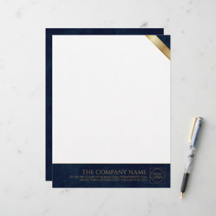 Company Logo Modern Navy Leather Letterhead