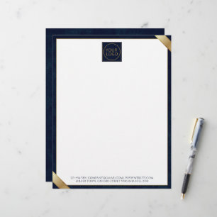 Company Logo Modern Navy Leather Letterhead