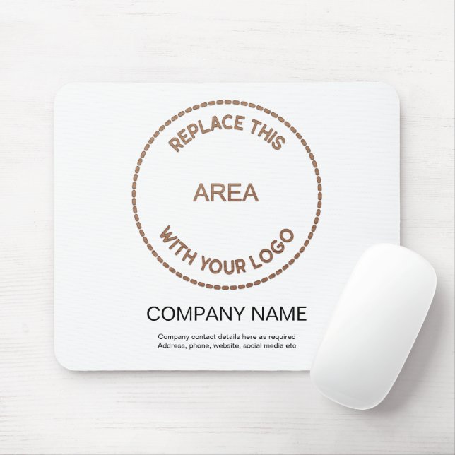 Company Logo Name Address White Mouse Mat (With Mouse)