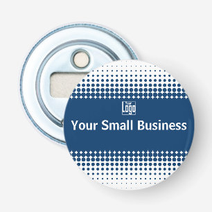 Company Logo Name Half Tone Blue White  Bottle Opener