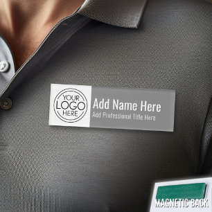 Company Logo - Name, Professional Title, Grey Name Tag