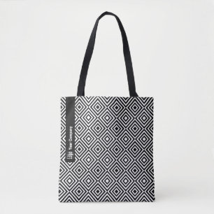 Company Logo Name Social Black & White Pattern Tote Bag