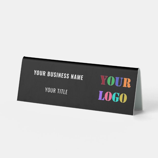 Company Logo Name Table Tent Sign Example (Front)