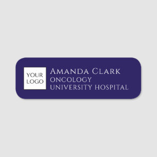 Company Logo Navy Blue Employee Staff Name Tag