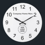 Company Logo Office Wall Clock Template<br><div class="desc">Add your logo to these company branded office wall clocks you can customise online. Replace our logo template with your own business logo or graphic and add your company name, inspirational message, or company slogan and tagline. Display your branded wall clocks in every company office to display your message while...</div>