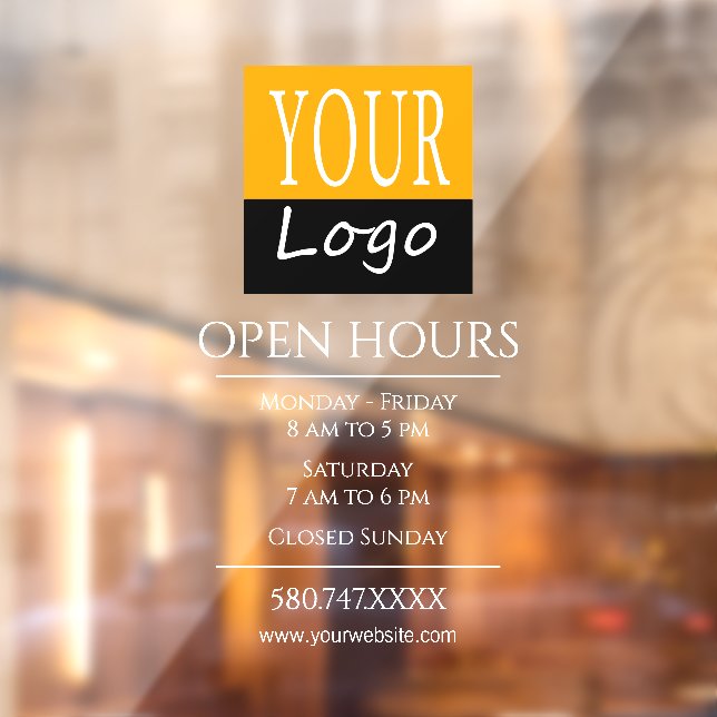 Company Logo Open Hours Website Window Cling (Sheet 2)
