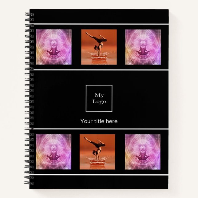 Company logo photo collage black white notebook (Front)