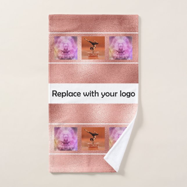Company logo photo collage rose gold elegant hand towel (Hand Towel)