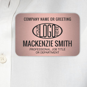 Company Logo Pink Colour Printed Plastic Employee Name Tag