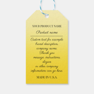 Company Logo Product Description Yellow Shop QR Gift Tags