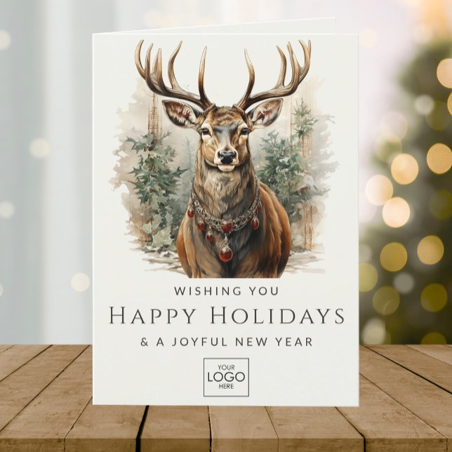 Company Logo Professional Elegant Custom Christmas Holiday Card (Creator Uploaded)