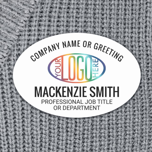 Company Logo Professional Employee White Oval Name Tag (Creator Uploaded)