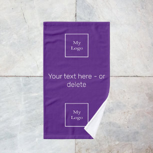 Company logo purple white text business hand towel