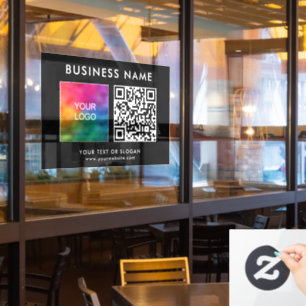 Company Logo QR Code Elegant Modern Personalised Window Cling