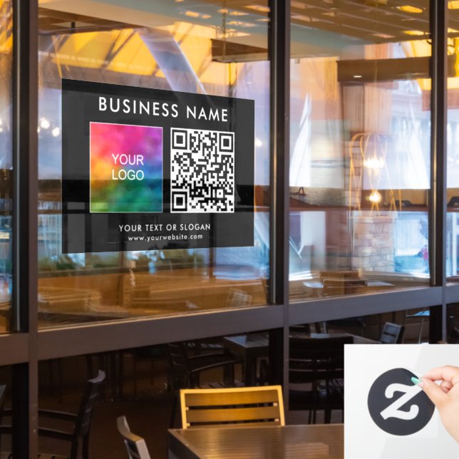 Company Logo QR Code Elegant Modern Personalised Window Cling (Restaurant Window)