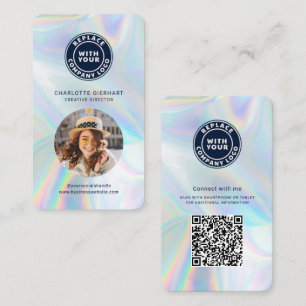 Company Logo QR Code Employee Photo Holographic Business Card