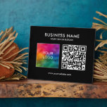 Company Logo QR Code Here Template Horizontal Plaque<br><div class="desc">Upload Your Business Company Logo Here QR Code Add Text Elegant Modern Custom Template 8x10 Horizontal Tabletop Plaque with Easel.</div>