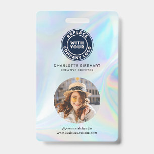 Company Logo QR Code Holographic Employee Photo ID Badge