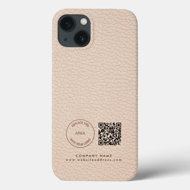 Company Logo QR Code Name Cream Faux Leather  Case-Mate iPhone Case (Back)