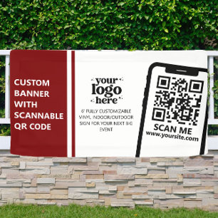 Company Logo QR Code Vinyl Dark Red Indoor Outdoor Banner