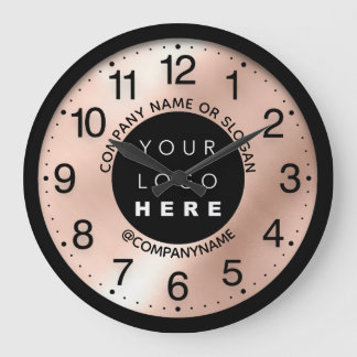 Company Logo Rose Blush Name Slogan Large Clock