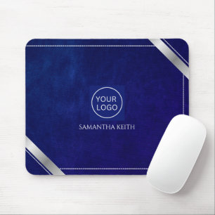 Company Logo Royal Blue Leather 2025 Custom Mouse Mat
