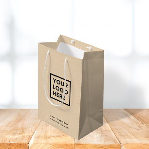 Company Logo Rustic Kraft Modern Medium Gift Bag