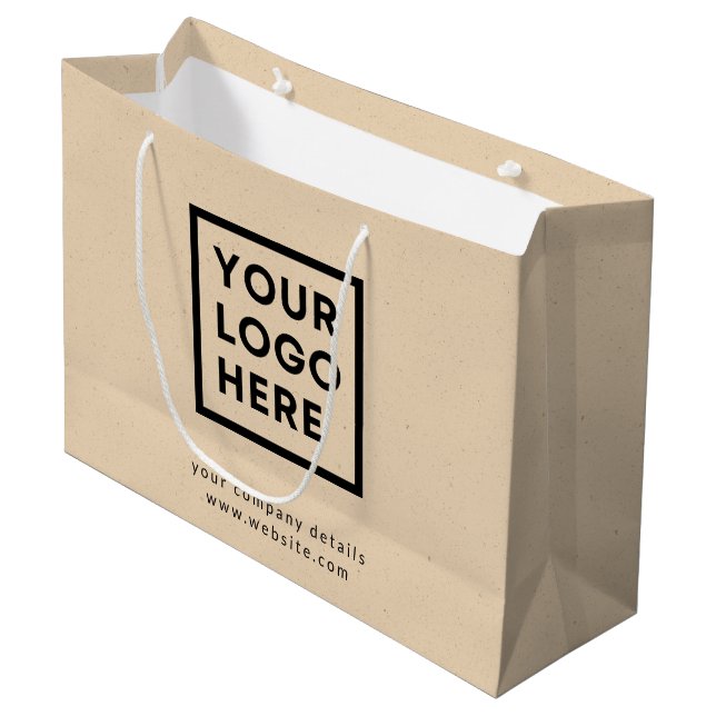 Company Logo Rustic Kraft Professional Modern Large Gift Bag (Front Angled)