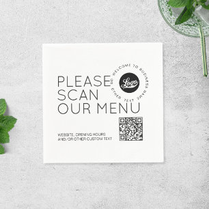 Company logo Scan menu QR code Round text Business Napkin