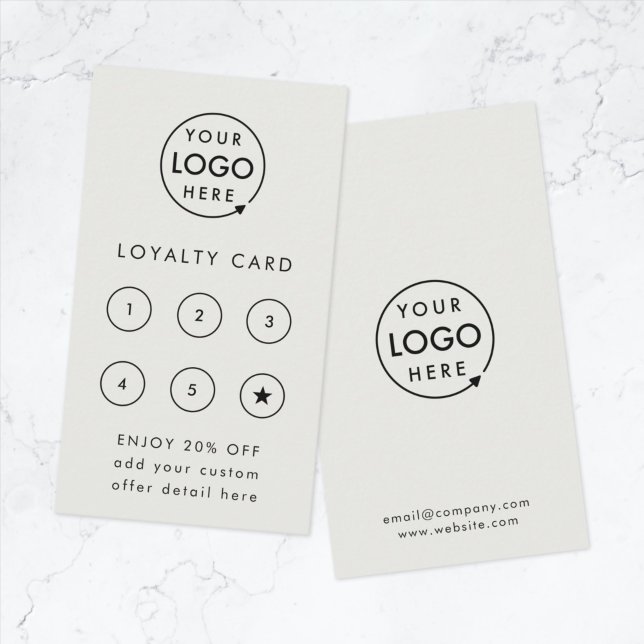Company Logo | Silver Grey Modern Business Loyalty Card (Build brand loyalty with this professional modern customer reward card design)