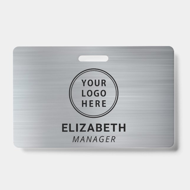 Company Logo Silver Name ID Badge (Front)