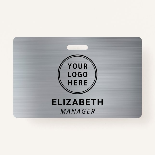 Company Logo Silver Name ID Badge (Front)