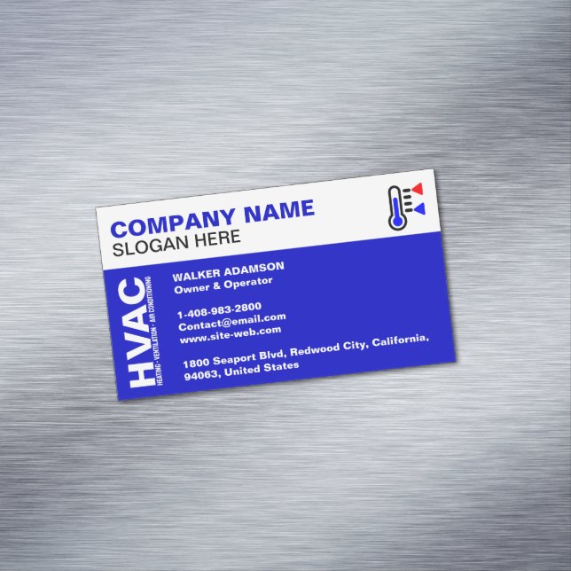 Company Logo & Slogan & Contact, Professional HVAC Magnetic Business Card (In Situ)