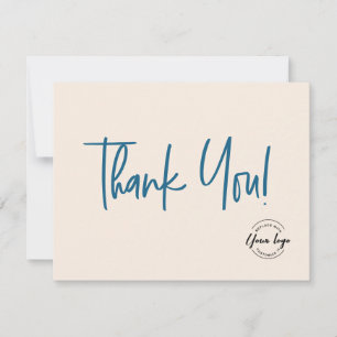 Company Logo Social Blue cream Modern script  Thank You Card