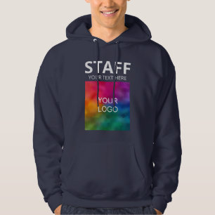 Company Logo Staff Crew Member Mens Navy Blue Hoodie