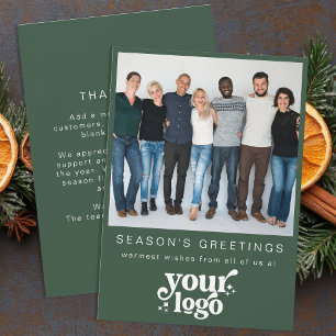 Company Logo Team Photo Stylish Business Christmas Holiday Card