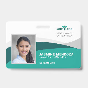 Company Logo Template Teal Employee Photo Name ID Badge