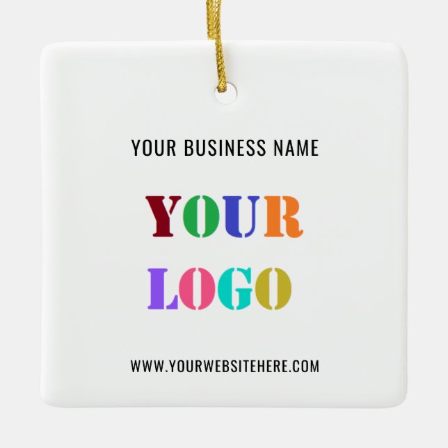 Company Logo Text Your Business Christmas Ornament (Front)