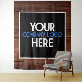 Company Logo Trade Show Backdrop Wood Background Tapestry