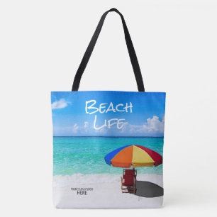 Company Logo Tropical Beach Umbrella Client Gift Tote Bag