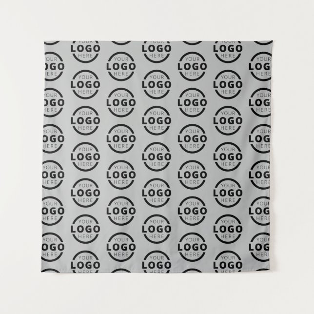 Company Logo Video Conference Backdrop Grey Tapestry (Front)