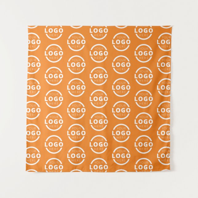 Company Logo Video Conference Backdrop Orange Tapestry (Front)