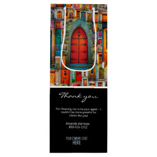 Company Logo Vintage Doors Thank You Client Gift Wine Gift Bag