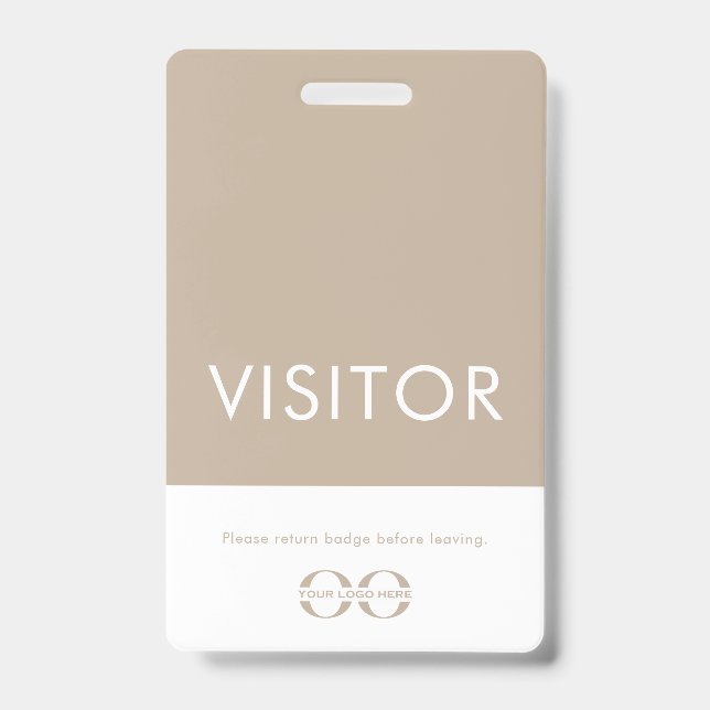 Company Logo Visitor Badge Beige ID Badge (Front)